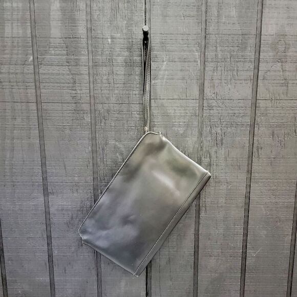 VTG Leather Black Clutch Purse Bag Wallet LaRue Sassy Wrist Strap Mirror Y2K 90s - Picture 2 of 15